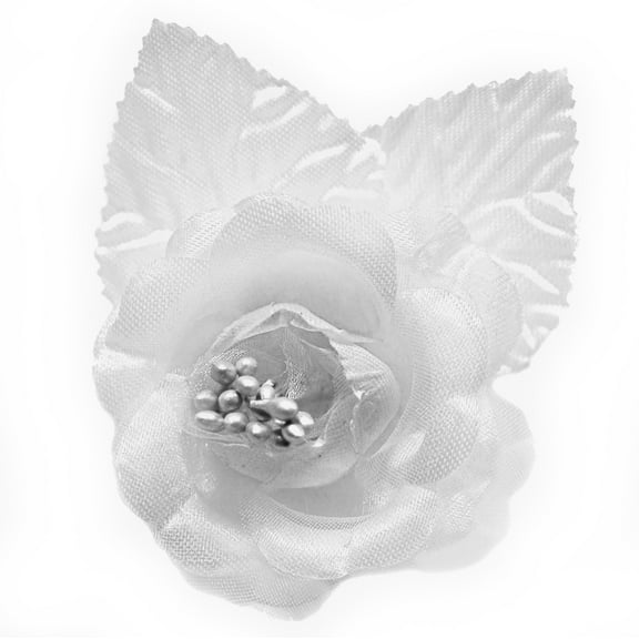 12 Silk Roses Wedding Favor Flower Corsage  - White