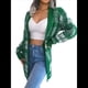 thumbnail image 1 of Suéter Navideño para Mujer con Cinturón, Abertura Frontal, Tejido A Cuadros, Botones, Suave, Tejido Navideño. Verde L, 1 of 10