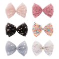 thumbnail image 1 of Pinzas para el pelo con lazo de gasa con flores de colores de Beauty Time, un paquete de 6 horquillas de princesa para niñas, adolescentes y niños. Feliz Sencillez, 1 of 5