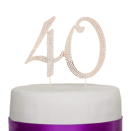 40 cake topper for 40th birthday or anniversary rose gold number party supplies and decoration ideas (rose (The Best 40th Birthday Party Ideas)