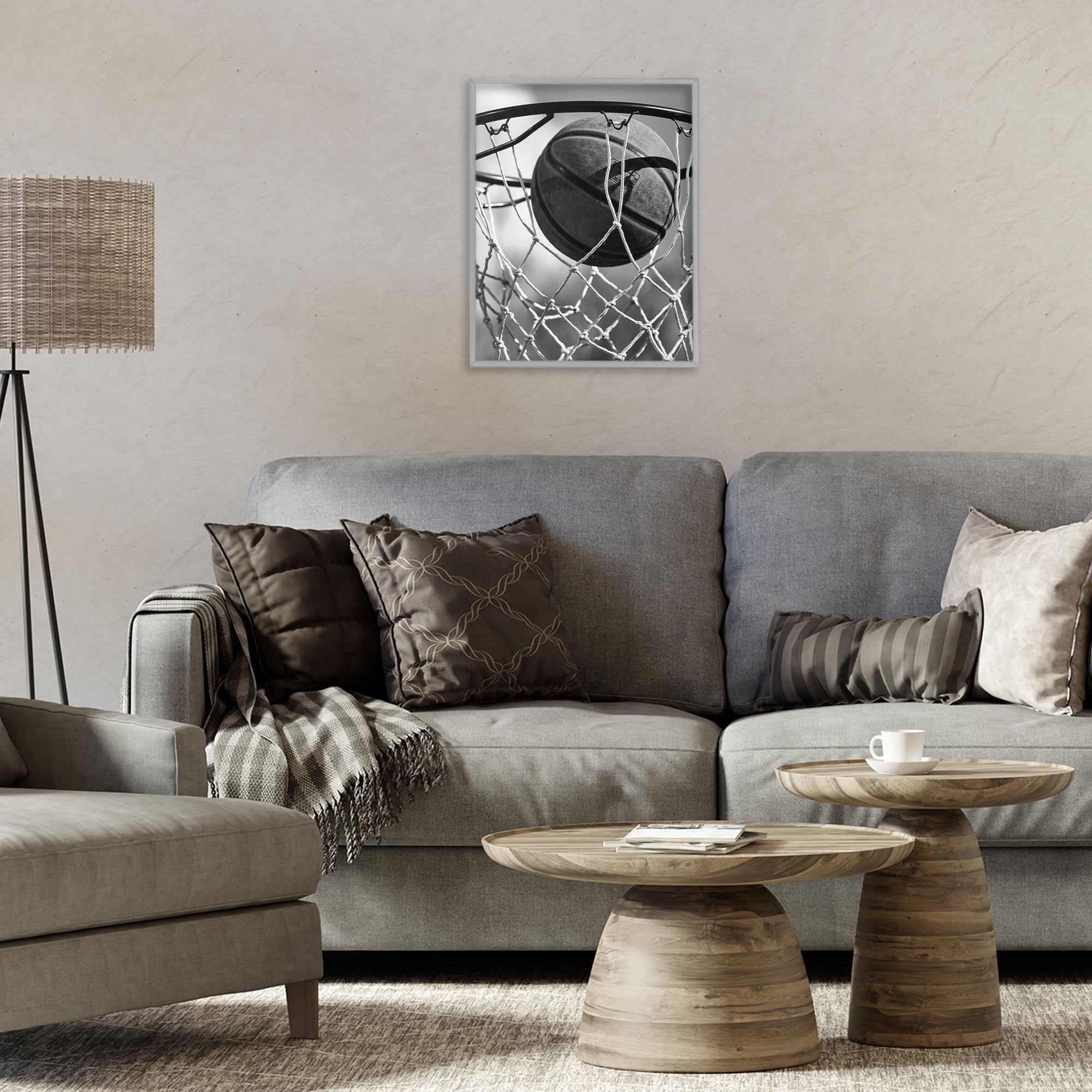 Stupell Industries Winning Basket Shot Gray Framed Giclee Art, design by Marcus Prime