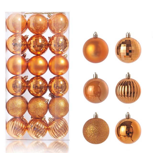 HANXIULIN - Juego de 36 adornos navideños colgantes de 1,2 pulgadas, color verde, irrompibles, delicados, para el hogar, fiestas, decoración del árbol de Navidad, regalos, decoración de fiesta, bronce