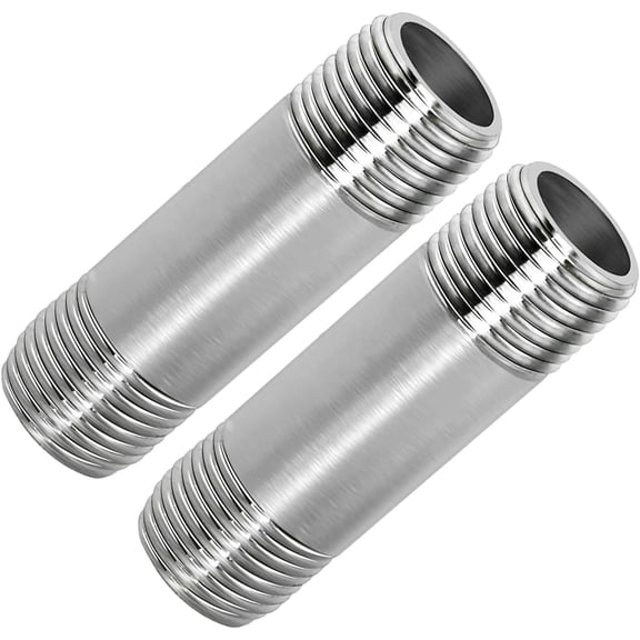 304 Stainless Steel Nipple Pipe Fitting 1/4" NPT X 1/4" NPT Male Thread Cast Pipe Fittings 2" 50mm Length (pack of 2)