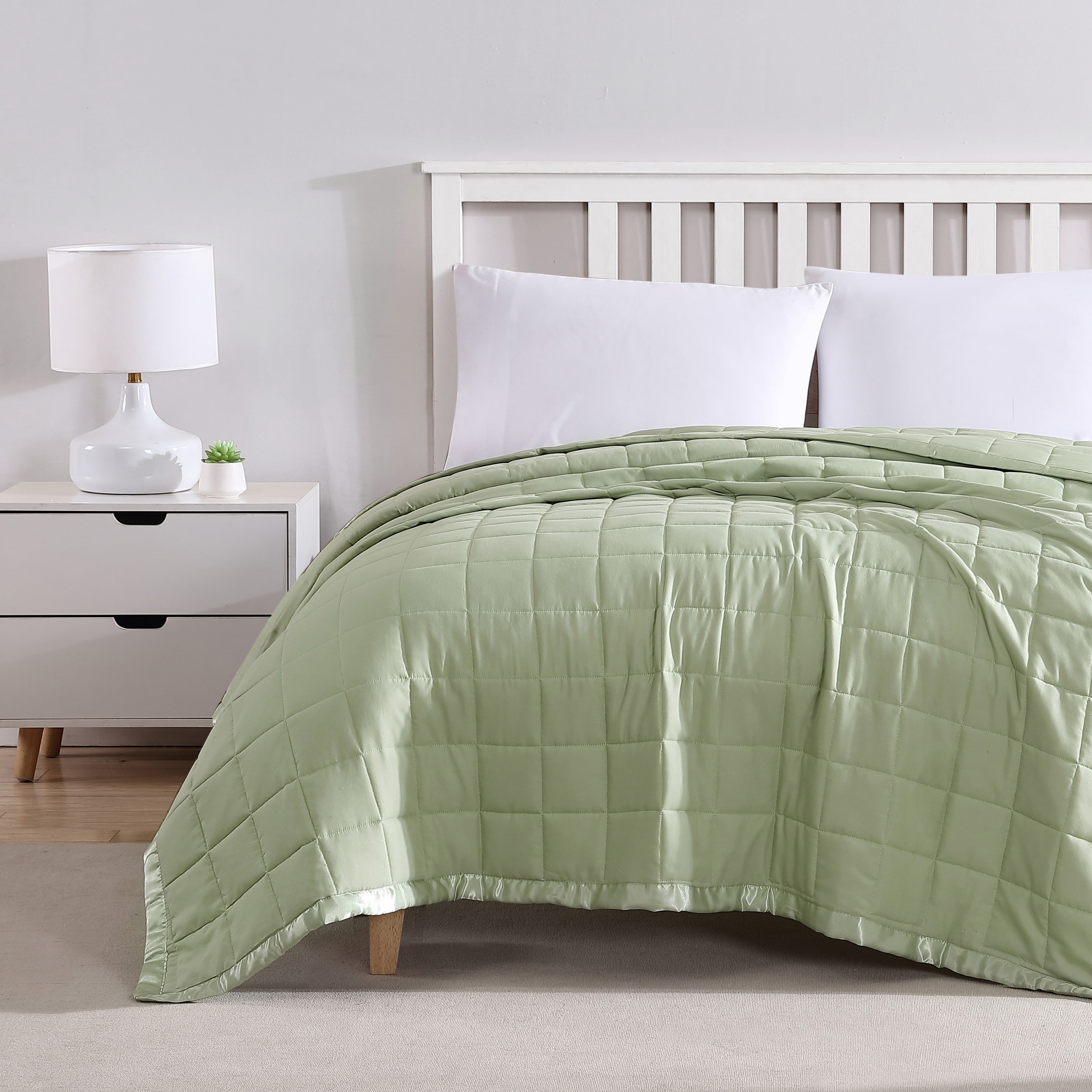 Beatrice Home Fashions, Down Alt Blanket with Satin Trim, Full/Queen, Sage