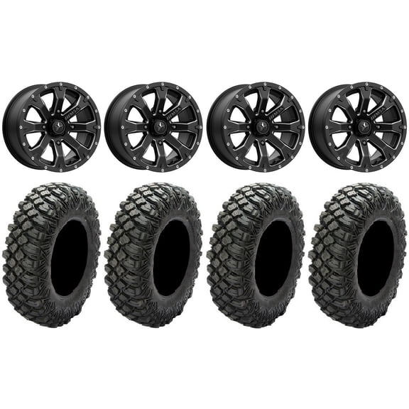 MSA Bounty 15" Wheels Black 35" Crawler XG Tires Can-Am Commander Maverick Renegade Outlander Defender