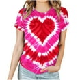 thumbnail image 2 of Njoeus Cute Graphic Tee Shirts for Women Tie-Dyed T-Shirt Summer Tops Loose Short Sleeve Tops for Women Teen Girls Trendy Love Graphic Tees S-XXL, 2 of 4