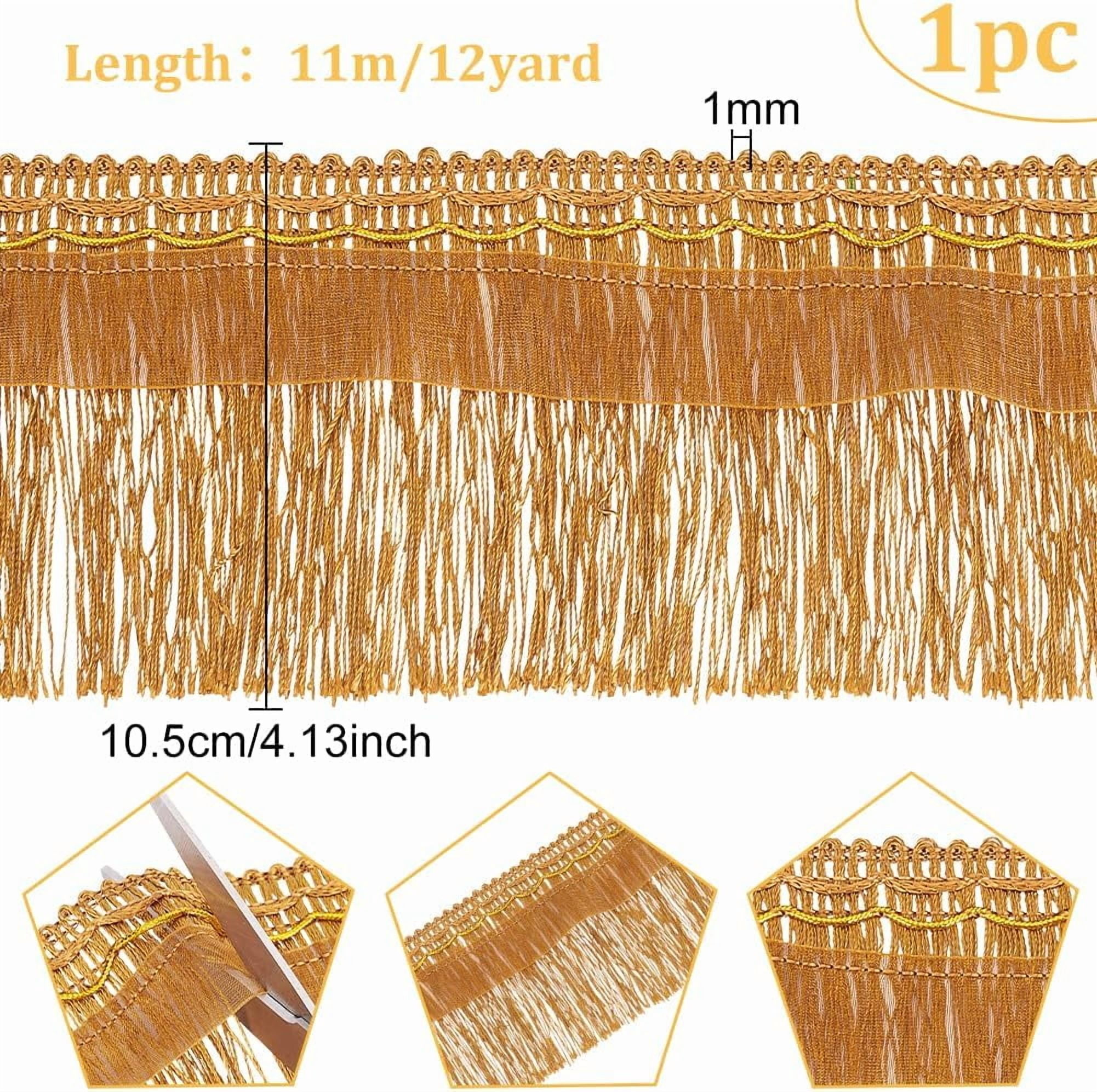 12 Yards Brush Fringe Trim Basic Trim 4-1/8 inch Dark Goldenrod Polyester Tassel Fringe Ribbon for Sewing Accessories Decoration Gold DIY
