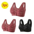 thumbnail image 2 of cfhntfmh 3pc Front Closure Bras for Women Cute Print Full Coverage Comfy Bras No Underwire Wireless Plus Size Underwear, 2 of 7