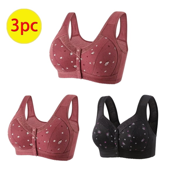 Itsame 3 Pack Everyday Sports Bra Set womens Full Support Bra Comfortable Breathable Wireless Comfort Bralette Set Wine Size 2XL