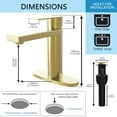 thumbnail image 6 of Brushed Gold Bathroom Single Hole Faucet, Brass Single Handle Modern Bathroom Sink Faucet with Pop-Up Drain Assembly and Fixed Panel - GS100BG, 6 of 6