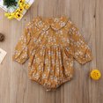 thumbnail image 5 of Douhoow Newborn Baby Girls Long Sleeve Romper Infant Floral Print Peter Pan Collar Pleated Jumpsuit, 5 of 6