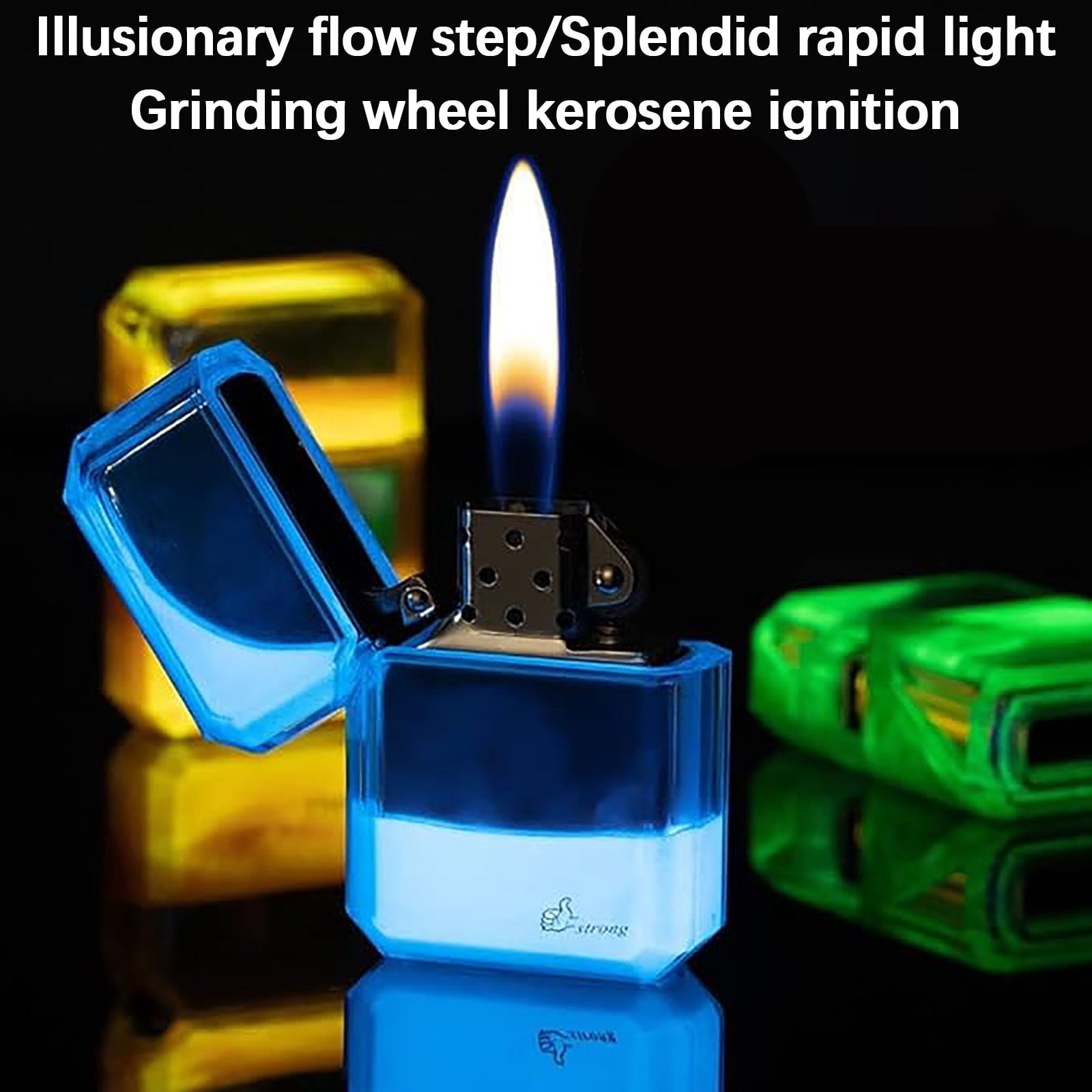 Aufmer Quicksand Luminous Windproof Lighter,refillable lighters,Luminous Transparent Oil bin fine Gift