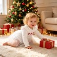 thumbnail image 3 of Pandaie Infant Newborn Baby Girl Romper White Lace Tulled Dress Christmas Fall Winter Outfits Santa Xmas Tree Clothes with Bow Headband White,3-6 Months, 3 of 7