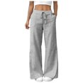 thumbnail image 3 of Duqingm Summer Pants for Women Womens Striped Barrel Casual Pants 2026 Trendy Summer Elastic Drawstring Baggy Lounge Wide Leg Trousers with Pockets Grey,M, 3 of 7