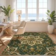 thumbnail image 3 of Design&I 9'x12' Washable Area Rug Sleek Flatweave Pet Friendly Round Faded Circle Ornamental Scrolled Traditional Dining Table for Master Suite, Under Bed, 3 of 7