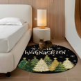thumbnail image 2 of Small Round Rug 3Ft Washable Non-Slip, Black Christmas Circle Area Rugs for Living Room Bedroom, Xmas Tree Snowflake Farmhouse Indoor Floor Mats Carpet Runner for Home Decor, 2 of 8