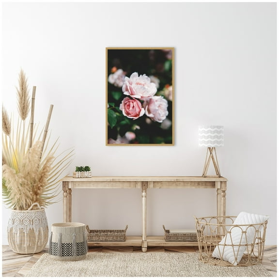 Kate and Laurel Delicate Light Pink Rose Floral Framed Canvas Wall Art  by Patricia Rae 23 x 33 Sylvie Bright Gold, Modern Contemporary, Flowers, Nature Art for Wall Decor, Living Room Bedroom