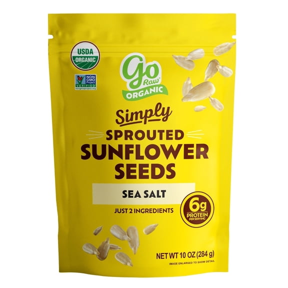 Go Raw Organic Sprouted Sunflower Seeds, Sea Salt Flavor, 6g Protein, 10 oz Bag