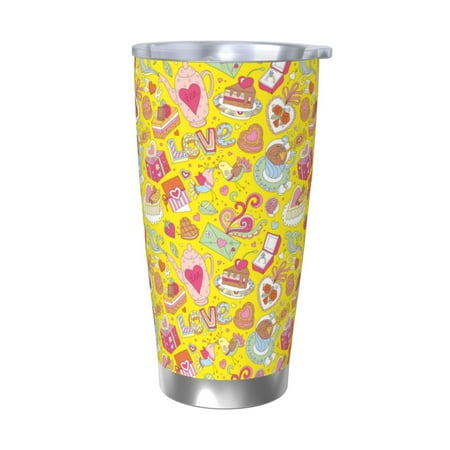 

Zeuib Love Heart1 Printed 20oz Stainless Steel Insulated Car Cup Stainless Steel Thermal Cup Vacuum Insulated Leak-proof Travel Mug Cup-Without Straw
