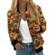 thumbnail image 1 of Chaqueta bomber con temática de Halloween para mujer con cierre de cremallera, estampado festivo de flores y calabazas, ligera y cómoda, 1 of 5