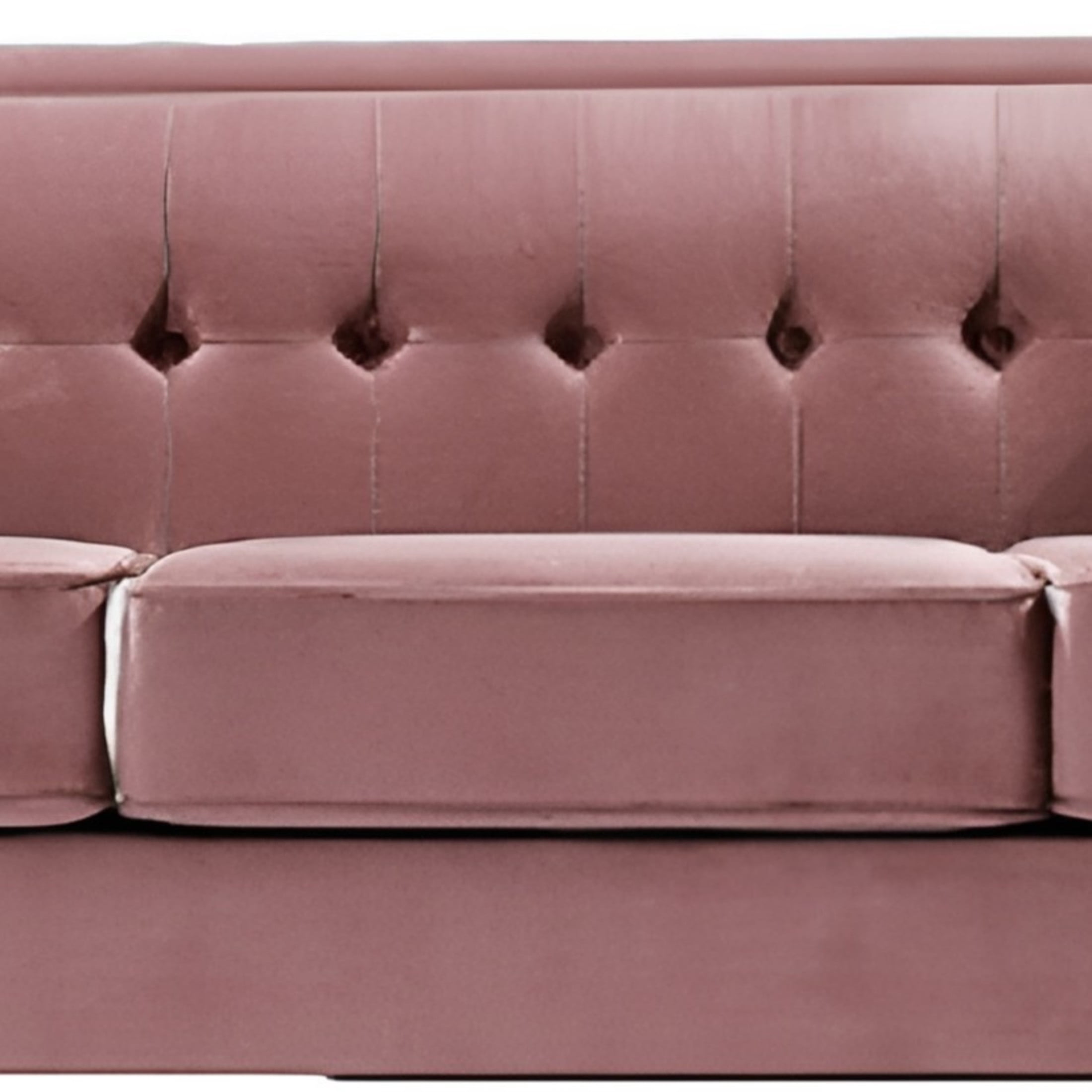 GDF Studio 80.7" Chesterfield Tufted Sofa with Square Arms, Crushed Velvet Upholstery, Rose
