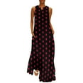 thumbnail image 2 of 2024 Black with Red Polka Dot Dress Summer Dotted 70S Vintage Aesthetic Boho Beach Long Dresses Lady Kawaii Maxi Dress Birthday Gift, 2 of 6