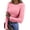 Pink, variant on Fitted Long Sleeve Shirts for Women Stretch Casual Basic Tops Crewneck Ribbed Tees Shirts
