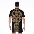 thumbnail image 2 of Gold Celtic Knot Cross Short Sleeve Men'S Rompers, Irish St. Patrick'S Day Casual Summer Jumpsuits Outfit, 2 of 4