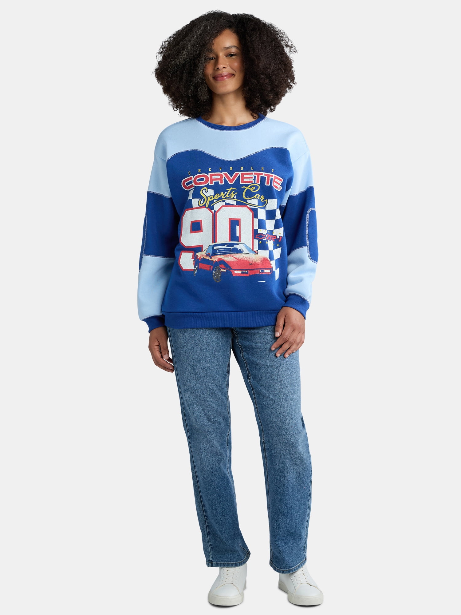 Chevrolet Corvette Women’s Colorblocked Graphic Sweatshirt, Sizes XXS-XXL