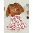 thumbnail image 3 of Mialoley Baby Girls Pants Set, Long Sleeve Letters Print Sweatshirt with Heart Print Flare Pants, 3 of 9
