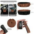 thumbnail image 6 of Yuyamidu 15 Piece Car Seat Cover Full Set Cross Steering Wheel Cover Seatbelt Pads Car Cup Mat Auto Garbage Bin Rear View Mirror Cover Keychain Air Vent Storage Pouch Universal Fit, Brown, 6 of 7