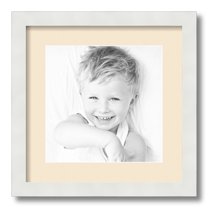ArtToFrames 14x14" Matted Picture Frame with 10x10" Single Mat Photo Opening Framed in 1.25" Satin White Frame and 2" Alabaster Mat (FWM-3966-14x14)
