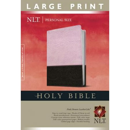 Holy Bible Charm - Holy Bible NLT, Personal Size Large Print edition, TuTone (Red Letter, LeatherLike, Pink/Brown)