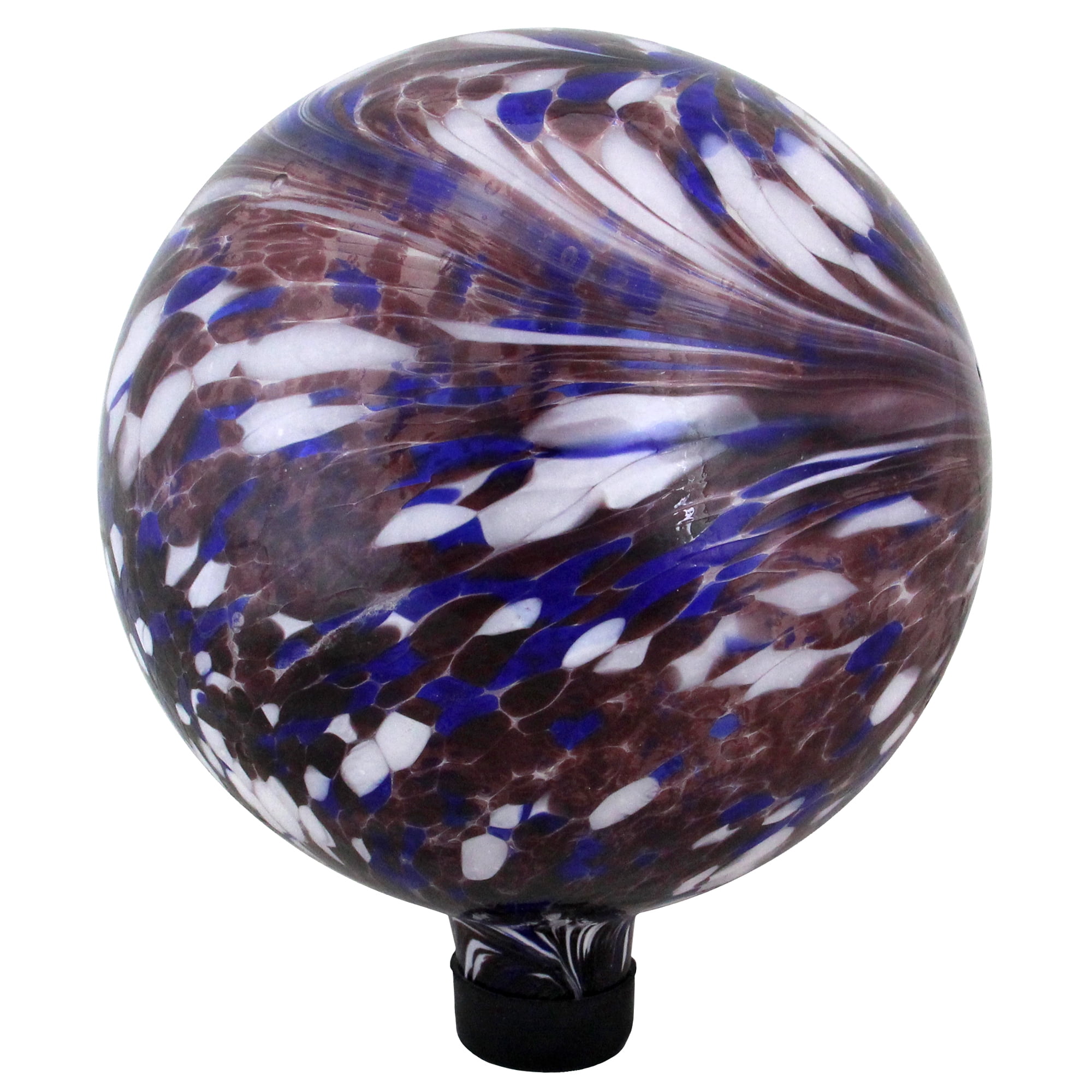 10" Purple and White Marbled Glass Outdoor Patio Garden Gazing Ball
