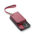 thumbnail image 3 of SaniMore for iPhone 15 Pro Max 6.7" 2023 Case, [Crossbody/Wrist Strap][Zipper Flip Wallet][Card Slots][Rifid Layer] PU Leather Retro 360° Protective Shockproof Cover for iPhone 15 Pro Max, Red, 3 of 15