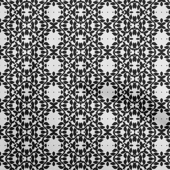 oneOone Polyester Spandex Black Fabric Asian Floral Block Sewing Fabric By The Yard Printed Diy Clothing Sewing Supplies 56 Inch Wide