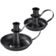 thumbnail image 1 of Candelabros de Hierro Negro con Forma de Pilar y Asa, para Velas Cónicas, para Fiestas en la Chimenea (Paquete de 2), 1 of 5