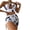 Black, variant on Womens Swimsuits Tummy Control Plus Size Swimsuit Coverup Sexy Apron Print Strappy Back Set Three Piece Bikinis Swimsuits Purple S