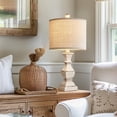 thumbnail image 4 of Oneach Retro White Table Lamp for Living Room Bedroom 20.5" Farmhouse Nightstands Bedside Lamp Resin Vintage Rustic for office, 4 of 7