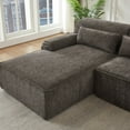 thumbnail image 3 of L-Shape Chenille Luxury Sectional Sofa with Side Pocket, Oversized Mnimalist Design Couch, Comfy Sleeper Sleeper Sofa Couch for Living Room, Apartment, No Assembly Required, Brown, 3 of 9