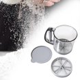 thumbnail image 1 of Taza de harina para hornear, colador de harina de mano para cocinar con báscula, filtros de harina de cocina, herramienta de horneado en casa Doble capa, 1 of 10