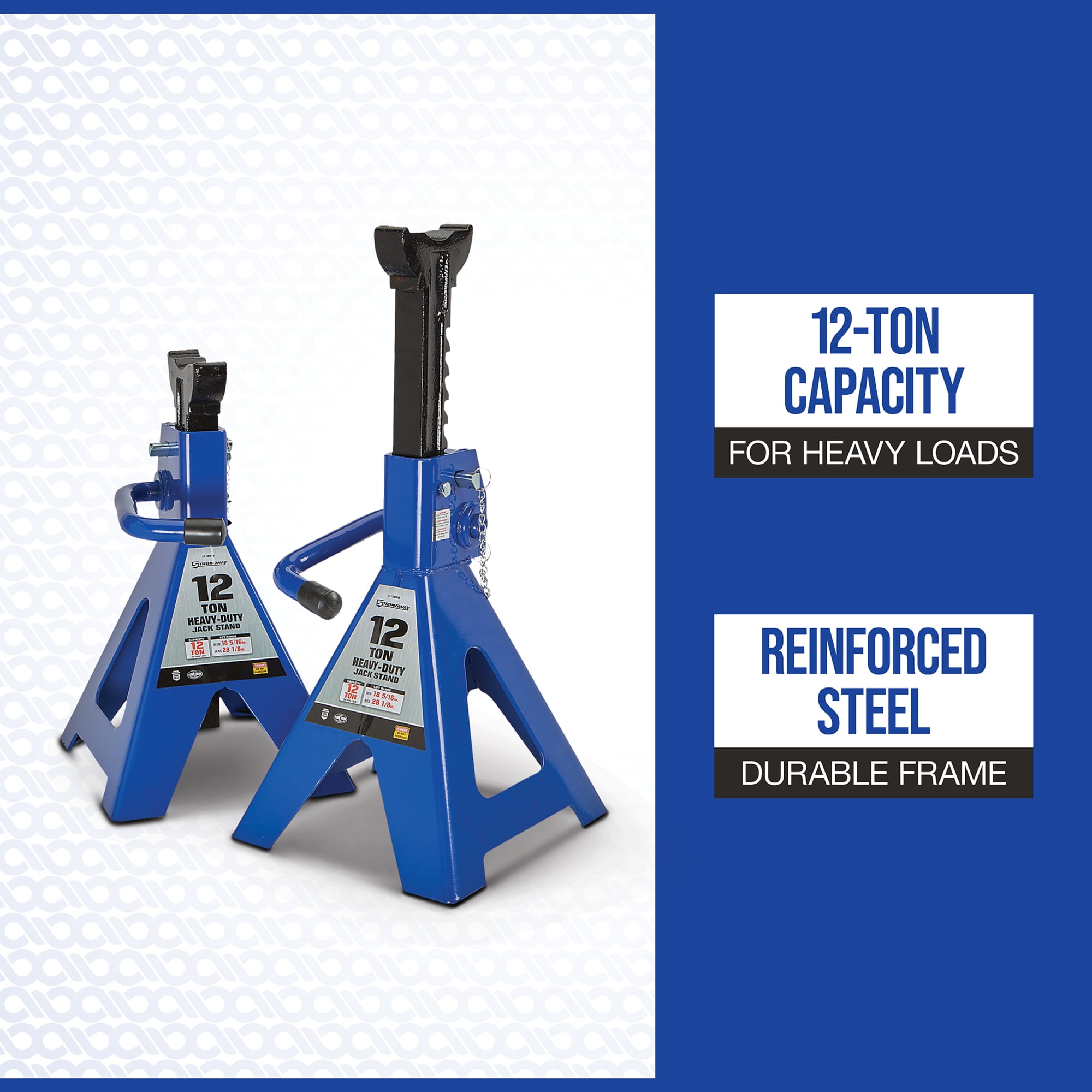 Strongway Double-Locking Jack Stands, Pair, 24,000-Lb. Capacity, 18in.–30in. Lift Range