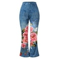 thumbnail image 4 of PLLFRLRT Bell Bottom Jeans for Women Floral Sunflower Denim Pants Stretchy Trendy Flared Leg Jeans Mid Waist Bootcut Jeans(Pink,L), 4 of 4