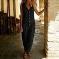 thumbnail image 5 of Guluxicc Womens Hooded Linen Jumpsuit Sleeveless Button Down Utility Pockets Tapered Leg Casual Loose Summer Vacation Overalls, 5 of 7