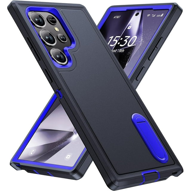 KOMI for Samsung Galaxy S24 Ultra Case for Samsung S24 Ultra Phone Case with Built in Kickstand, Shockproof/DropProof Military Grade Protective Cover for Galaxy S24 Ultra 5G Dark Blue/Sapphire