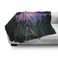 thumbnail image 3 of Lake Soft Flannel Fleece Blanket, High Angle Majestic View of North American Freshwater Lake Outdoor Mother Earth Image, Cozy Plush for Indoor and Outdoor Use, 50" x 60", Green Pink, by Ambesonne, 3 of 6