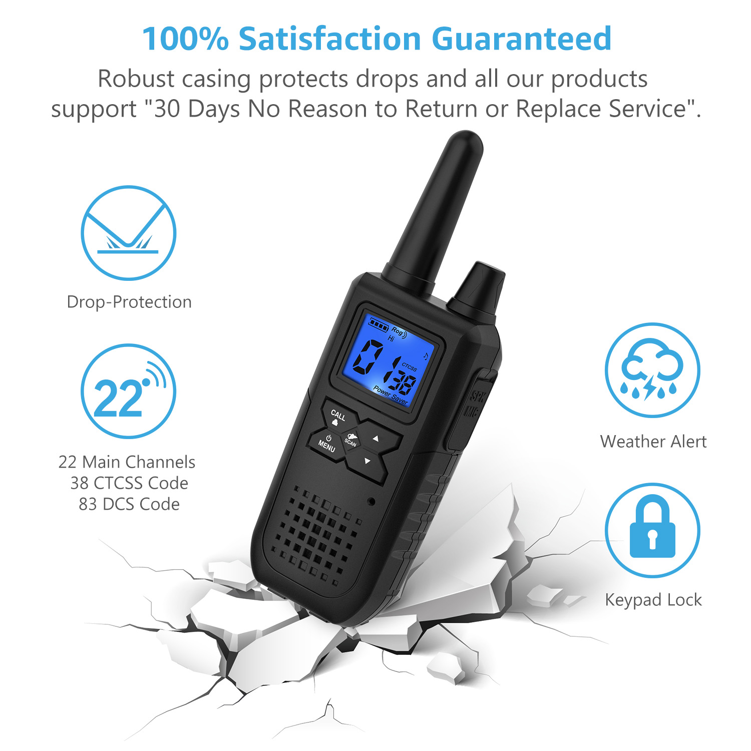 WisHouse K10 Walkie Talkies, 2 Pack Black photo 8