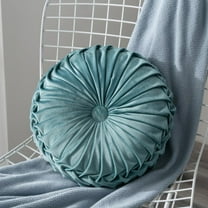 Clearance Round Throw Pillow Velvet Home Decoration Pleated Round Pillow Cushion for Couch Chair Bed Car (Lake Blue)
