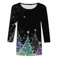 thumbnail image 5 of Amidoa Boat Neck Tops for Women Christmas 3/4 Sleeve Sparkly Blouses Going Out Graphic Tee Woman Shirts M, 5 of 5