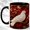 Black, variant on White Dove Branch Coffee Mug, Red Mosaic Mug, Ceramic 11 oz